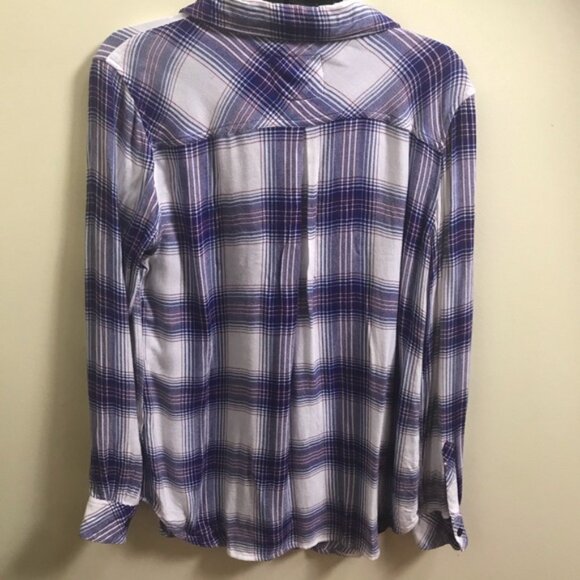 RAILS Hunter Plaid Shirt Button Up Blouse Soft Roomy Top Check Pocket Minimalist - Picture 5 of 8